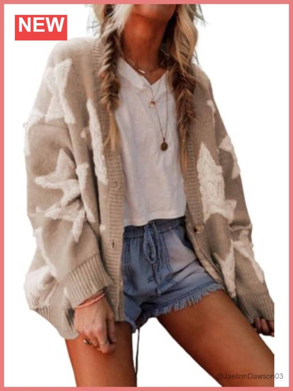 Star Sherpa Textured Knit Cardigan